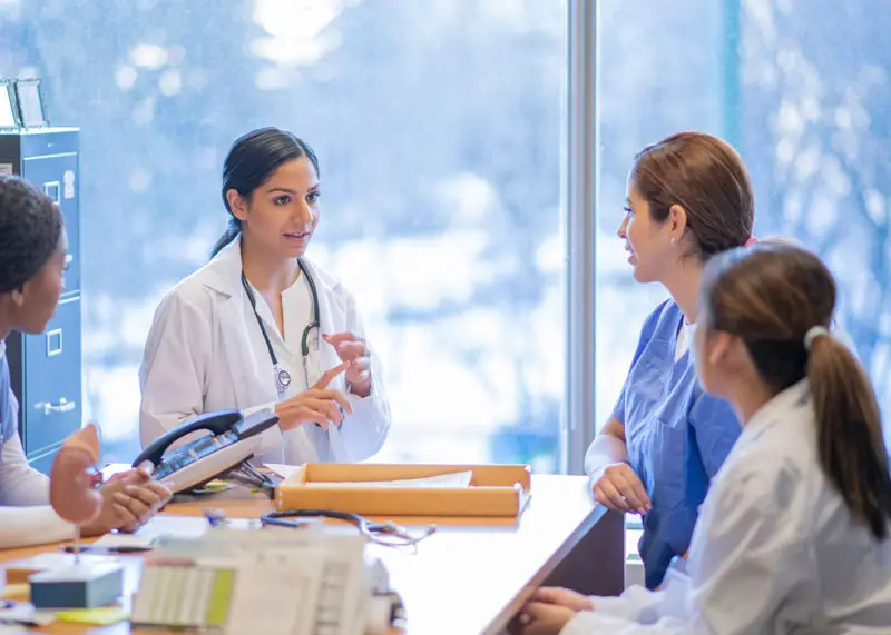 Clinician having a meeting